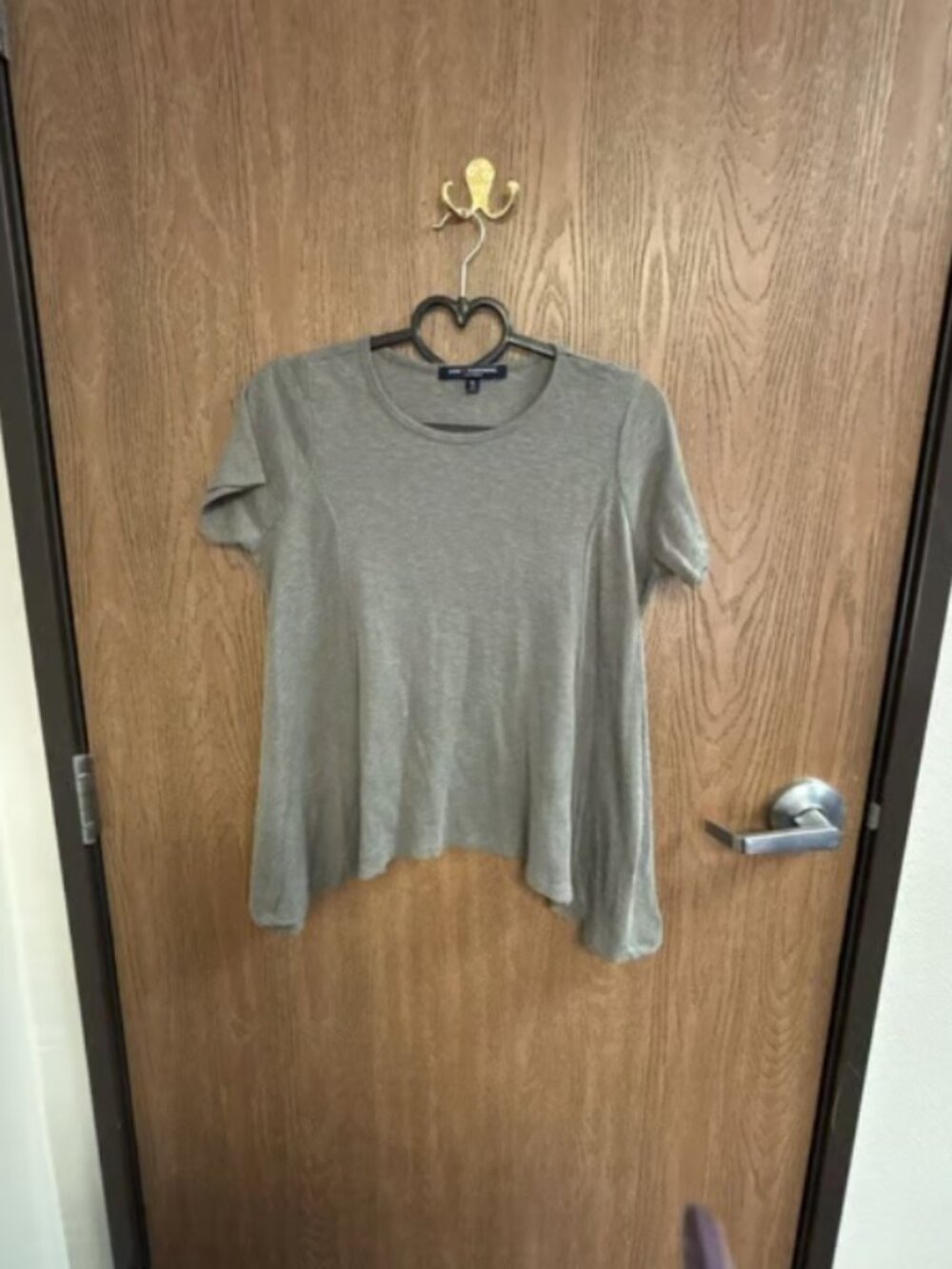 One Clothing Women's Short Sleeve Split Front T-Shirt, Heather Grey, Size M